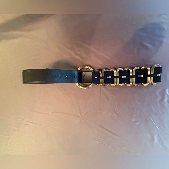 Per Se by Carlisle Black and Gold Women's Chain/Leather 1.5”Belt Large $365 - Picture 4 of 9